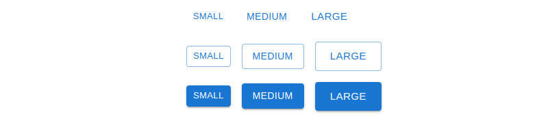 react mui 5 buttons sizes small, medium and large