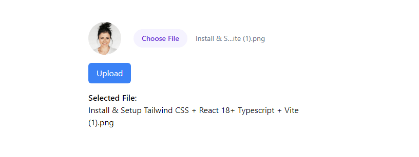 react typescript tailwind file upload with button