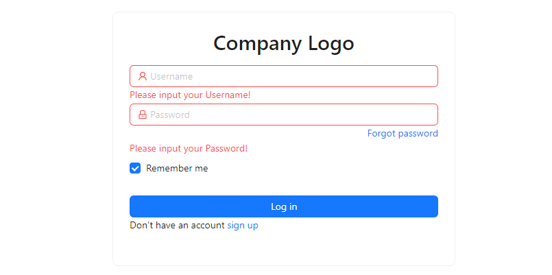 react ant design 5 login page with typescript