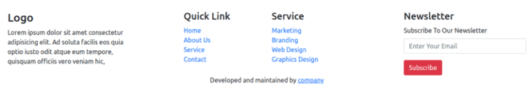 Bootstrap 5 Responsive Footer Section Example - FrontendShape