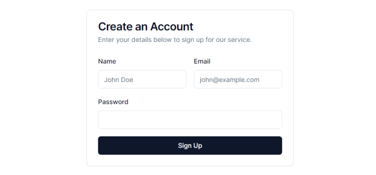 sign up form next js